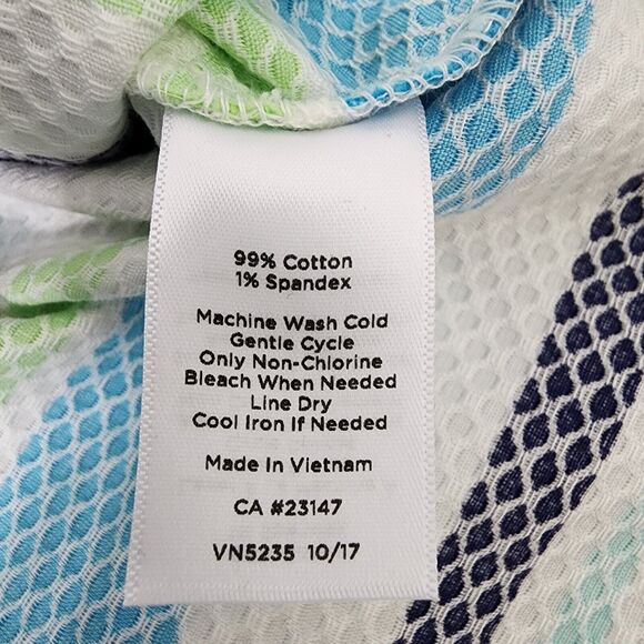 Talbots Petites Women Mini Dress 8P Blue White Striped Sleeveless A Line Pockets - Picture 9 of 9